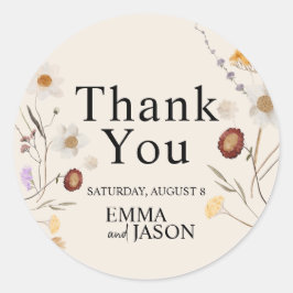 ボホワイルドフラワー結婚ズステッカー ラウンドシール