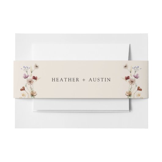 ボホワイルドフラワー結婚ズベリーバンド 招待状ベリーバンド (正面例)