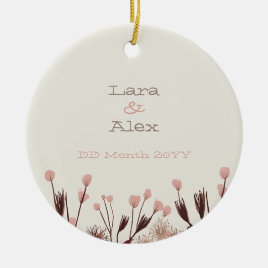 ボホワイルドフラワー結婚ズ記念日オーナメント セラミックオーナメント (正面)