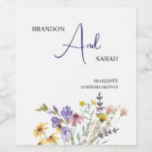 ボホワイルドフラワー結婚ズ ワインラベル (シングルラベル)