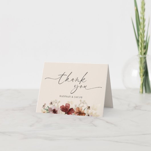 ボホワイルドフラワー結婚フローラ サンキューカード (正面)