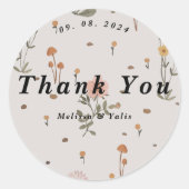 ボホワイルドフラワー結婚ベージュ感謝していのお前 ラウンドシール (正面)