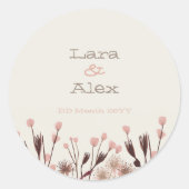 ボホワイルドフラワー結婚式招待状 ラウンドシール (正面)