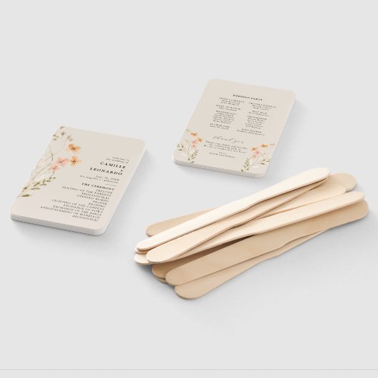 ボホワイルドフラワー結婚式 プログラムハンドファン ハンドファン (組立なし)