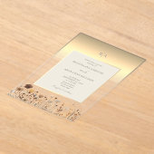 ボホワイルドフラワー結婚金ゴールド アクリル招待状 (レイダウン)