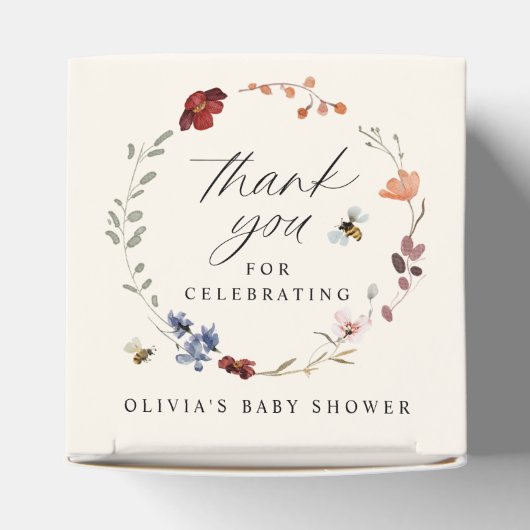 ボホワイルドフラワー緑の赤ちゃんシャワーお気に入りボックス フェイバーボックス (上部)