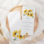 ボホワイルドフラワー葉ズス結婚の花 メニュー<br><div class="desc">美しいヒマワリと花模様結婚は、美しい花束の上に山の花の名前が湾曲し、下にヒマワリのモチーフと背面の花模様を調整する上で美しい。タイポグラフィは簡単スタイリッシュで簡単にパーソナライズされた自分の詳細に。また、フォントのスタイルと色、および前面と背面の背景色をもし[次へ]オクリックプションで変更することもできカスタマイズる。</div>
