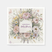ボホワイルドフラワー蝶の赤ちゃんシャワー スタンダードカクテルナプキン (正面)