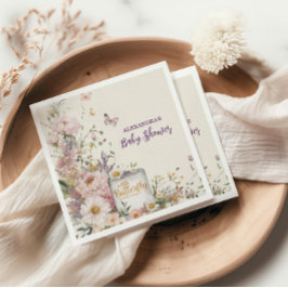 ボホワイルドフラワー蝶の赤ちゃんシャワー スタンダードカクテルナプキン