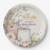 ボホワイルドフラワー蝶の赤ちゃんシャワー ペーパープレート (正面)