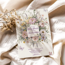 ボホワイルドフラワー蝶の赤ちゃんシャワー