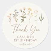 ボホワイルドフラワー誕生日サンキューユナイテッド ラウンドシール (正面)