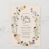 ボホワイルドフラワー誕生日ブランチ 招待状 (正面/裏面)