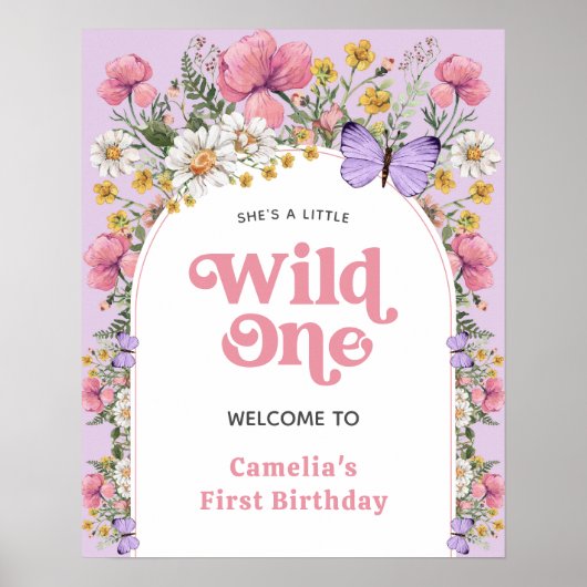 ボホワイルドフラワー誕生日16x20ウェルカムサイン ポスター (正面)