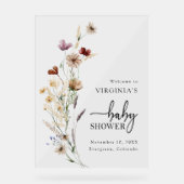 ボホワイルドフラワー赤ちゃんシャワー アクリルサイン (正面)