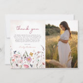 ボホワイルドフラワー赤ちゃんシャワー サンキューカード (正面)