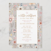 ボホワイルドフラワー赤ちゃんシャワー 招待状 (正面/裏面)