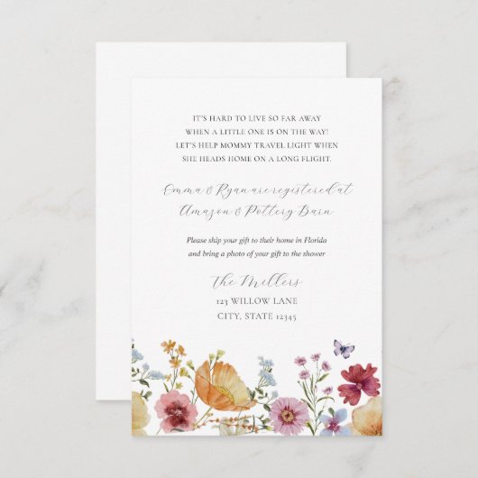 ボホワイルドフラワー長距離ギフトリクエスト エンクロージャーカード (正面/裏面)