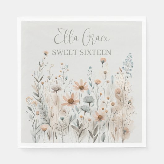 ボホワイルドフラワー スタンダードランチョンナプキン (正面)