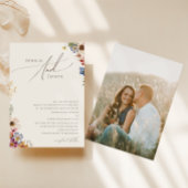 ボホワイルドフラワー |ベージュ写真伝統的結婚ズ 招待状