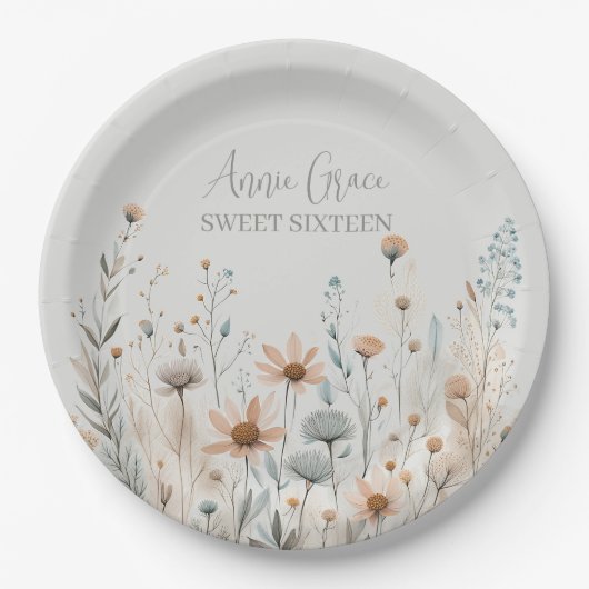 ボホワイルドフラワー ペーパープレート (正面)
