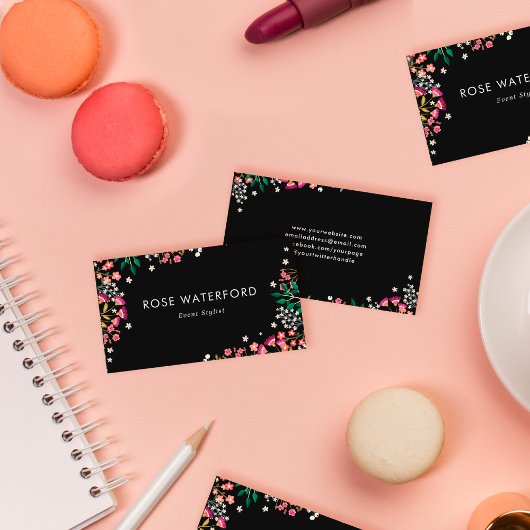 ボホワイルドフラワー – 黒 名刺