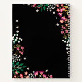 ボホワイルドフラワー – 黒 – 名前 ノートブック (裏面)