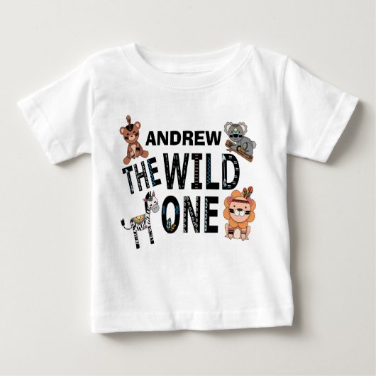 ボホワイルドワン1歳の誕生日パーティー ベビーTシャツ (正面)