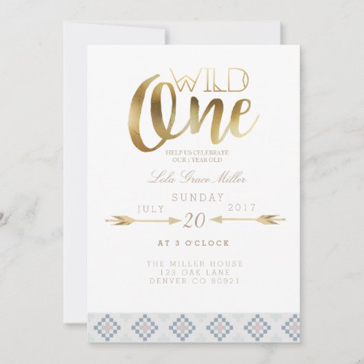 ボホワイルドワン |最初の誕生日パーティー 招待状 (正面)