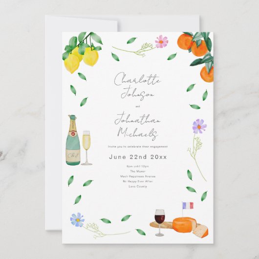 ボホワインアンドチーズ婚約パーティ 招待状 (正面)