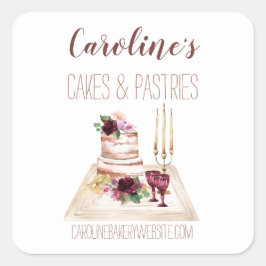 ボホワインベーキングベーカリーブティックカップケーキペストリー スクエアシール