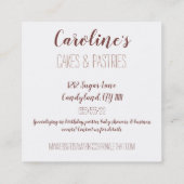 ボホワインベーキングベーカリーブティックカップケーキペストリー スクエア名刺 (裏面)