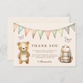 ボホワンハッピーキャンパー1st誕生日パーティー サンキューカード (正面/裏面)