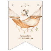 ボホワンハッピーキャンパー1st誕生日パーティー バンティングフラッグ (第1の旗)