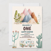 ボホワンハッピーキャンパー1st誕生日パーティー 招待状 (正面)