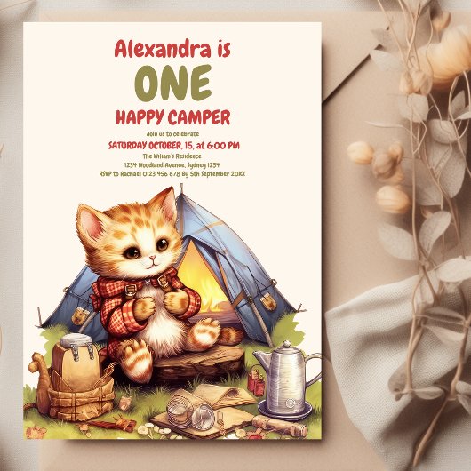 ボホワンハッピーキャンパー1st誕生日パーティー 招待状