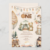 ボホワンハッピーキャンパー1st誕生日パーティー 招待状 (正面/裏面)