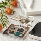 ボホヴィンテージおもしろい妊娠の発表 キーホルダー (正面右)