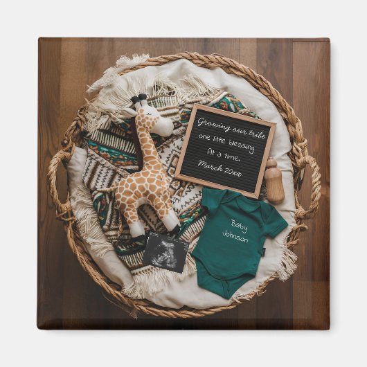 ボホヴィンテージおもしろい妊娠の発表 マグネット (正面)