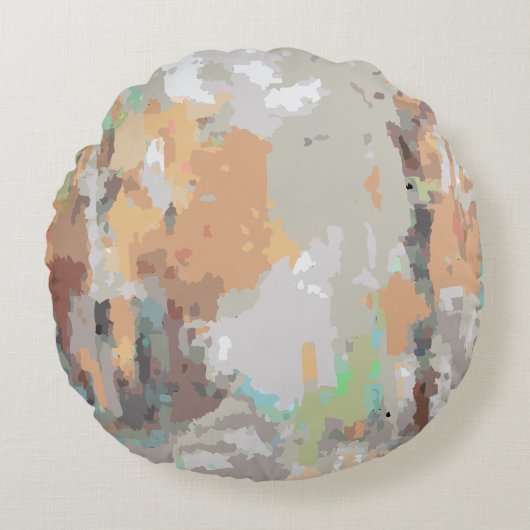 ボホヴィンテージの素朴な、オレンジのトープ、茶色、灰色 ラウンドクッション (正面)