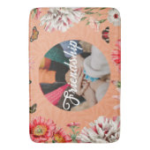 ボホヴィンテージエレガントワイルドフラワー文字フォトオレンジ バスマット (正面縦)