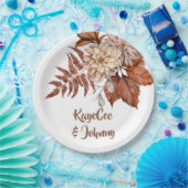 ボホヴィンテージオータムテラコッタ結婚フローラ ペーパープレート (パーティー)