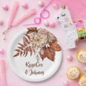 ボホヴィンテージオータムテラコッタ結婚フローラ ペーパープレート (パーティー)