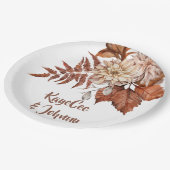 ボホヴィンテージオータムテラコッタ結婚フローラ ペーパープレート (アングル)