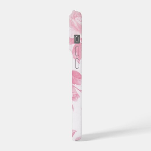ボホヴィンテージカントリーシックな白ピンクのバラフローラ iPhoneケース (左側面)