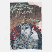 ボホヴィンテージキャットサンキュー調理師 キッチンタオル (縦)