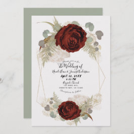 ボホヴィンテージグラムボタニカルフローラ開花結婚ズ 招待状