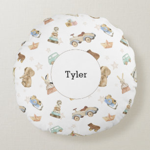 ボホヴィンテージトイズベビー子供部屋ホワイト ラウンドクッション