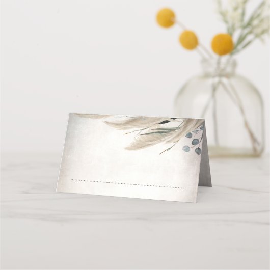 ボホヴィンテージパンパスグラス結婚ズ プレイスカード (正面)