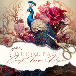 ボホヴィンテージビクトリアンデコップピーコック 薄葉紙